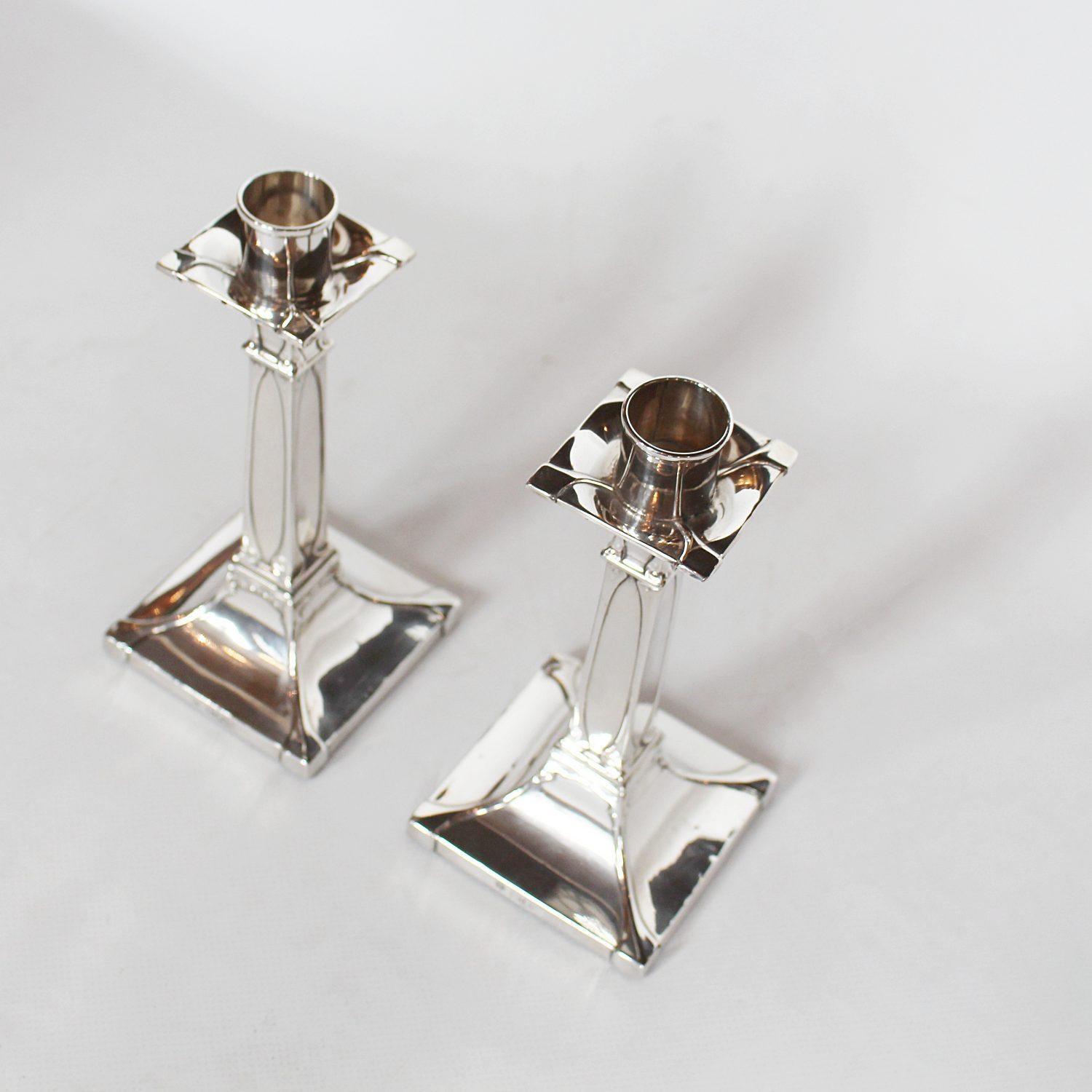 Art Nouveau Silver Candlesticks In Good Condition In Forest Row, East Sussex
