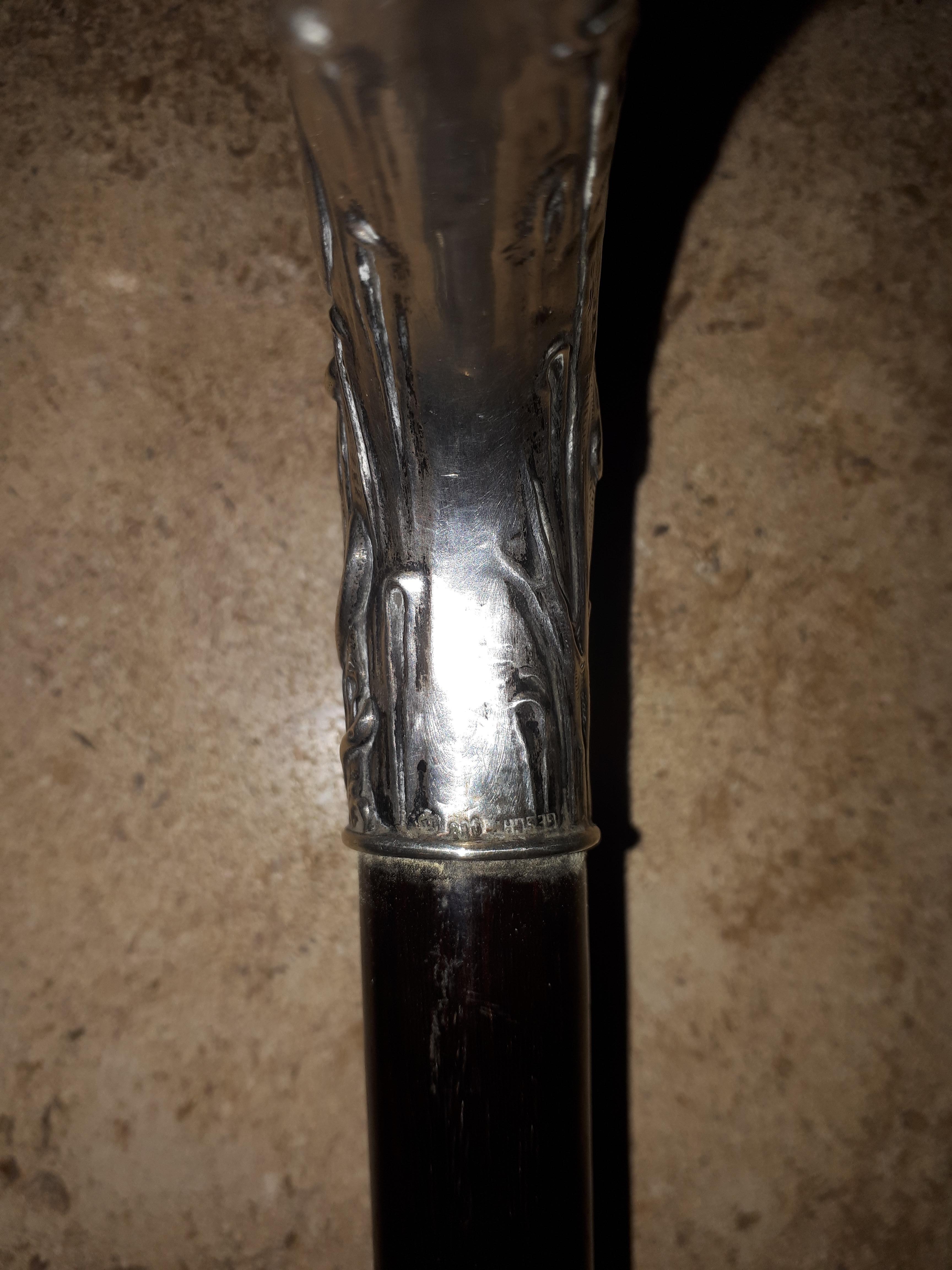 Art Nouveau silver cane, Germany 1900 For Sale 4