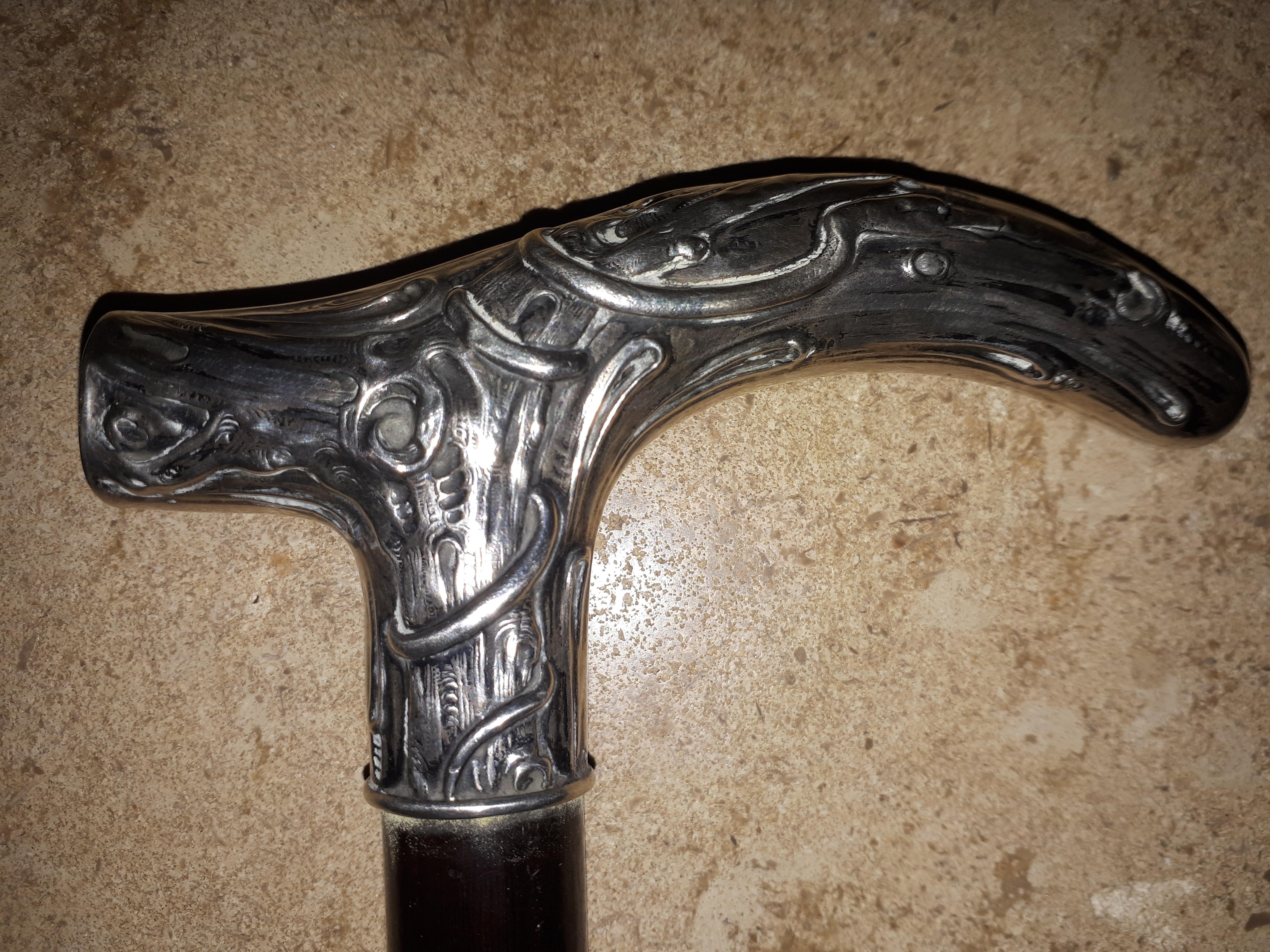 Art Nouveau silver cane, Germany 1900 For Sale 1