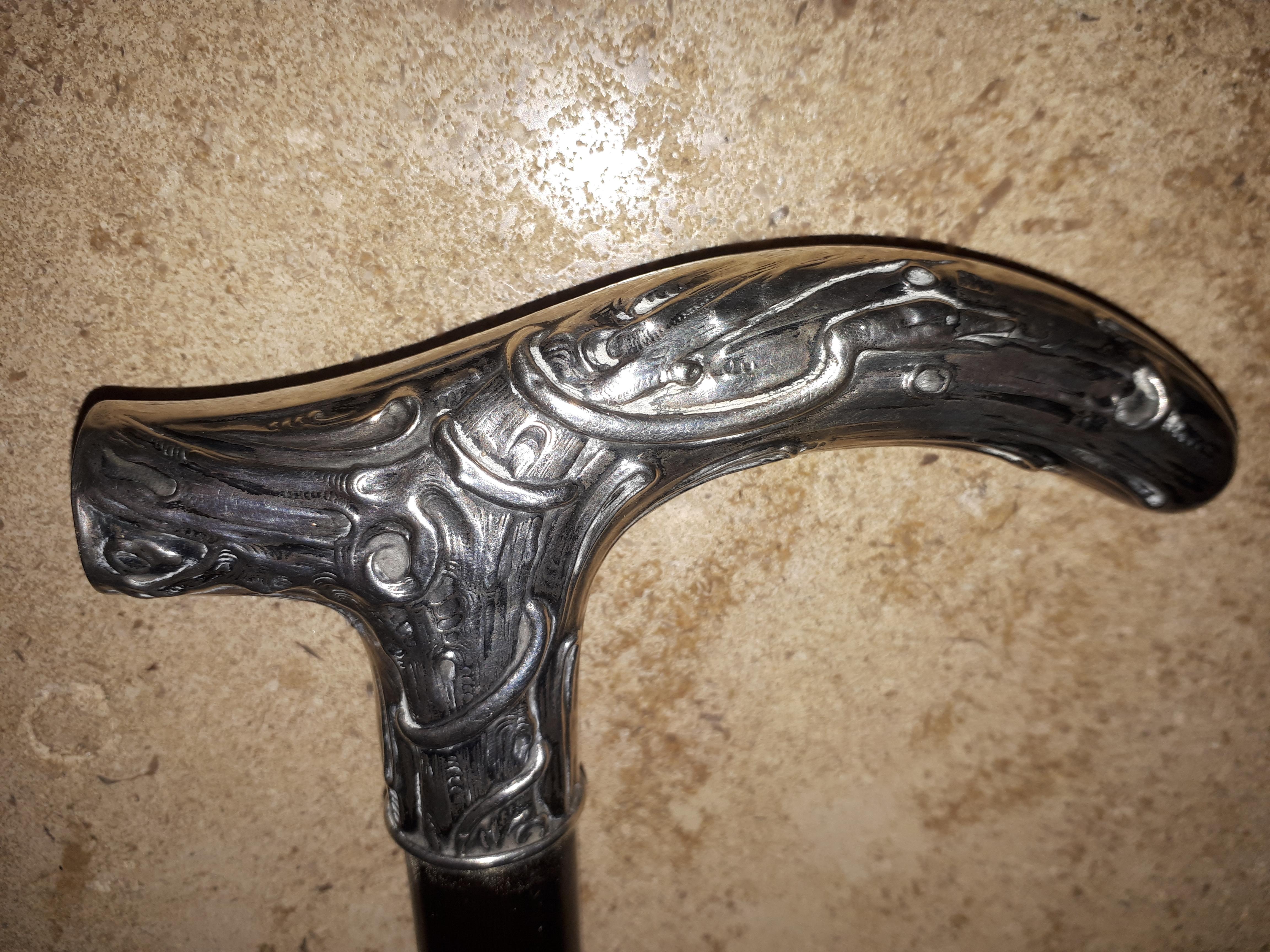 Art Nouveau silver cane, Germany 1900 For Sale 2