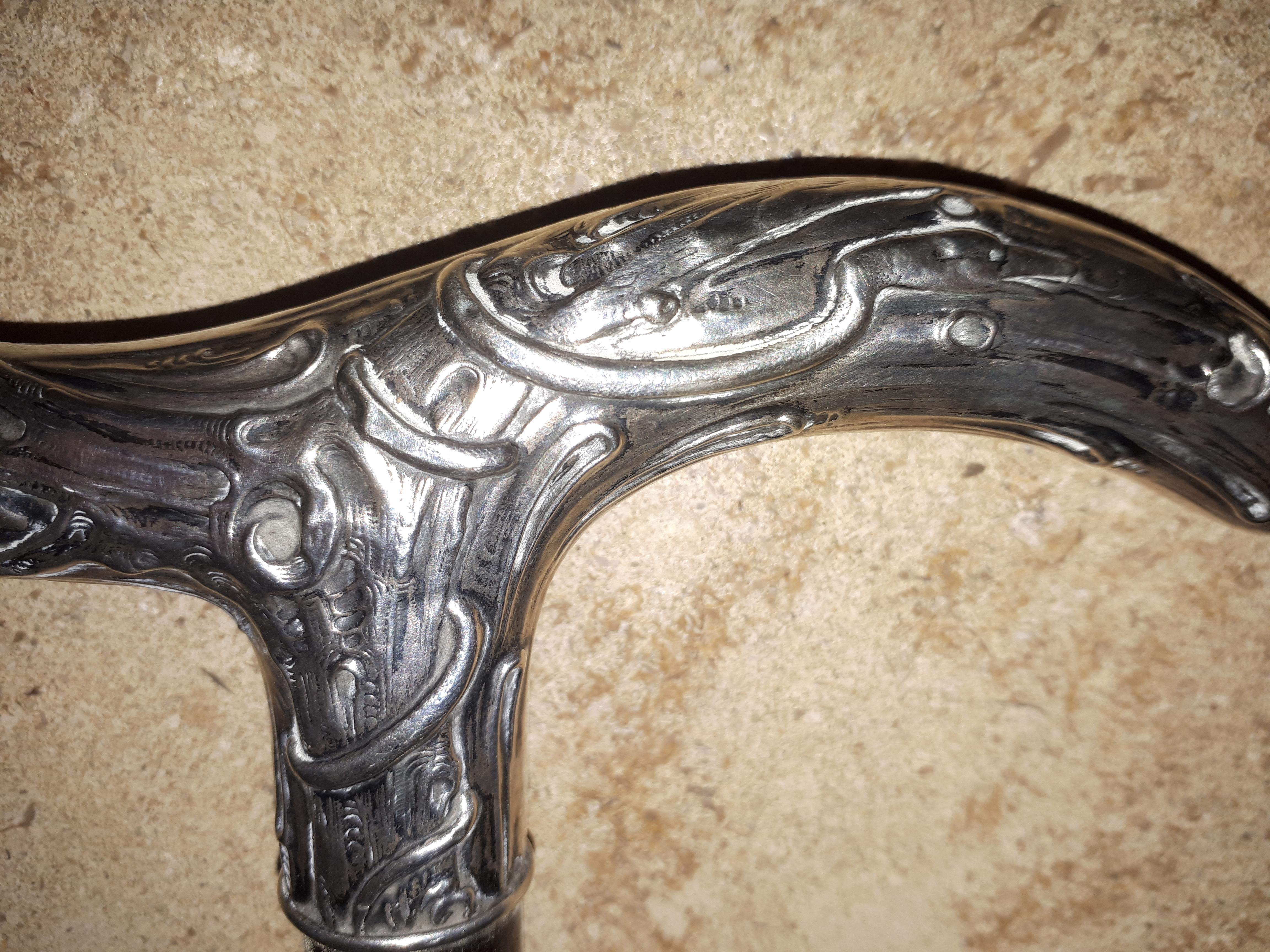 Art Nouveau silver cane, Germany 1900 For Sale 3