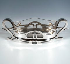 Jugendstil Silber Tafelaufsatz, Jardinière mit Glaseinsatz, Wien CIRCA 1900