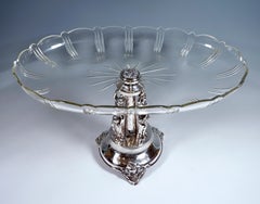 Art Nouveau Silver Centerpiece with Karyatides and Glass Bowl, Vienna, ca 1900