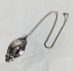 Art Nouveau Silver Cherry Pendant