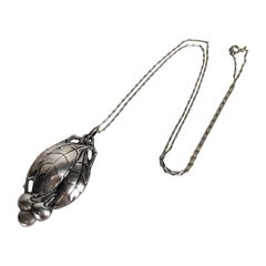Art Nouveau Silver Cherry Pendant