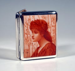 Art Nouveau Silver Cigarette Case, Camaieu Portrait of a Girl, Vienna, ca. 1900