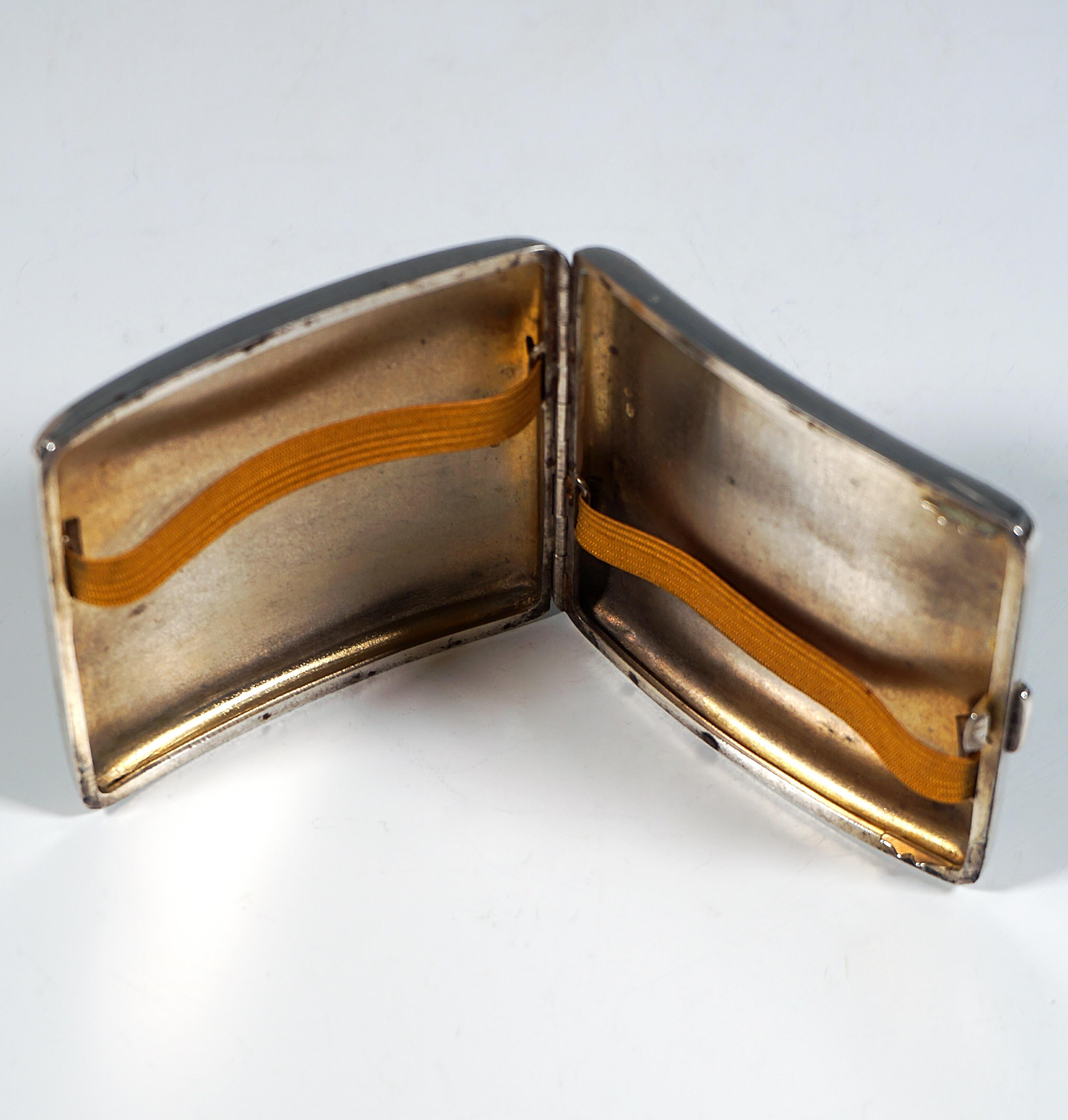 Smaltato Portasigarette e scatola di fiammiferi in argento Art Nouveau, Ritratto di un nudo, Vienna, 1900 ca. in vendita