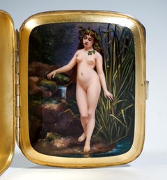 Art Nouveau Silver Cigarette Case, Nymph At Forest The Spring, Germany, Ca. 1900
