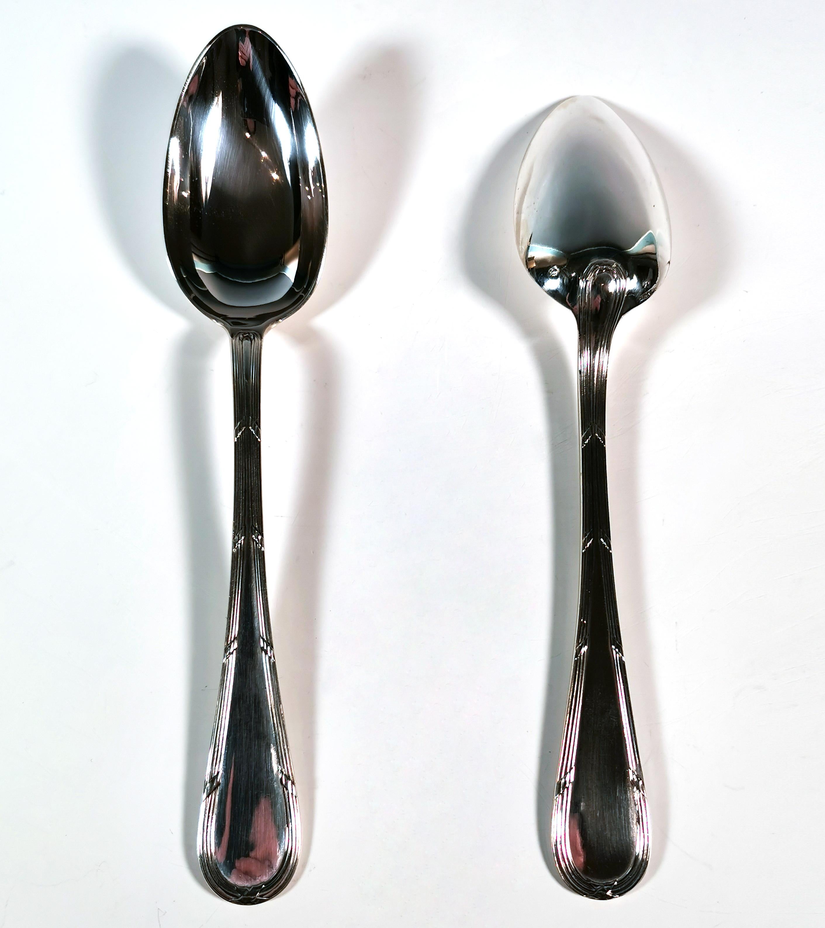 Set di posate d'argento in stile liberty per 12 persone di A.I.I. Dub per A. Einspinner, 1915 in vendita 4