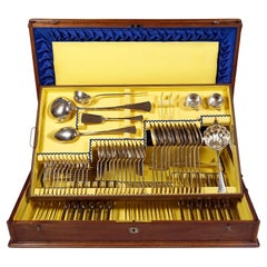 Art Nouveau Silver Cutlery Set For 12 People In Original Case, Austria-Hungary