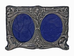Cornice fotografica doppia in argento Art Nouveau Birmingham 1905 Mappin & Webb