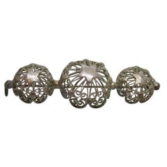 Art Nouveau Silver filigree brooch three decorative spherical elements Spanish