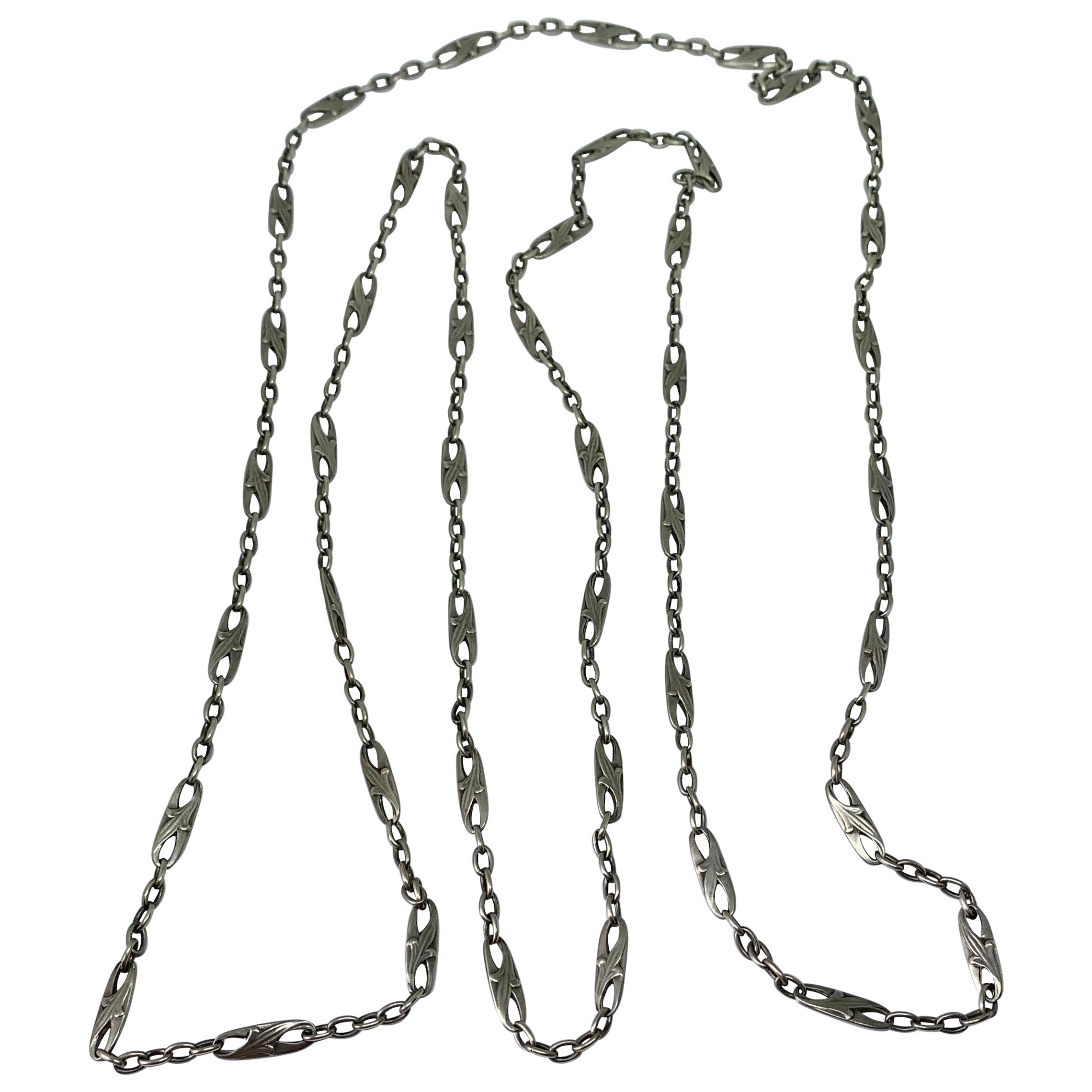 Halskette mit Blumenmotiv aus Silber im Jugendstil, antik, selten, um 1900