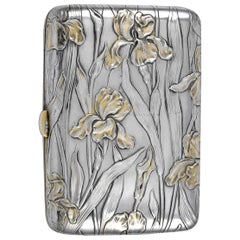 Coffret à iris en argent doré Art Nouveau