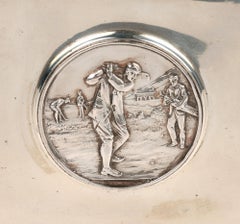Art Nouveau Silver Golfing Presentation Box Mounted with Medal