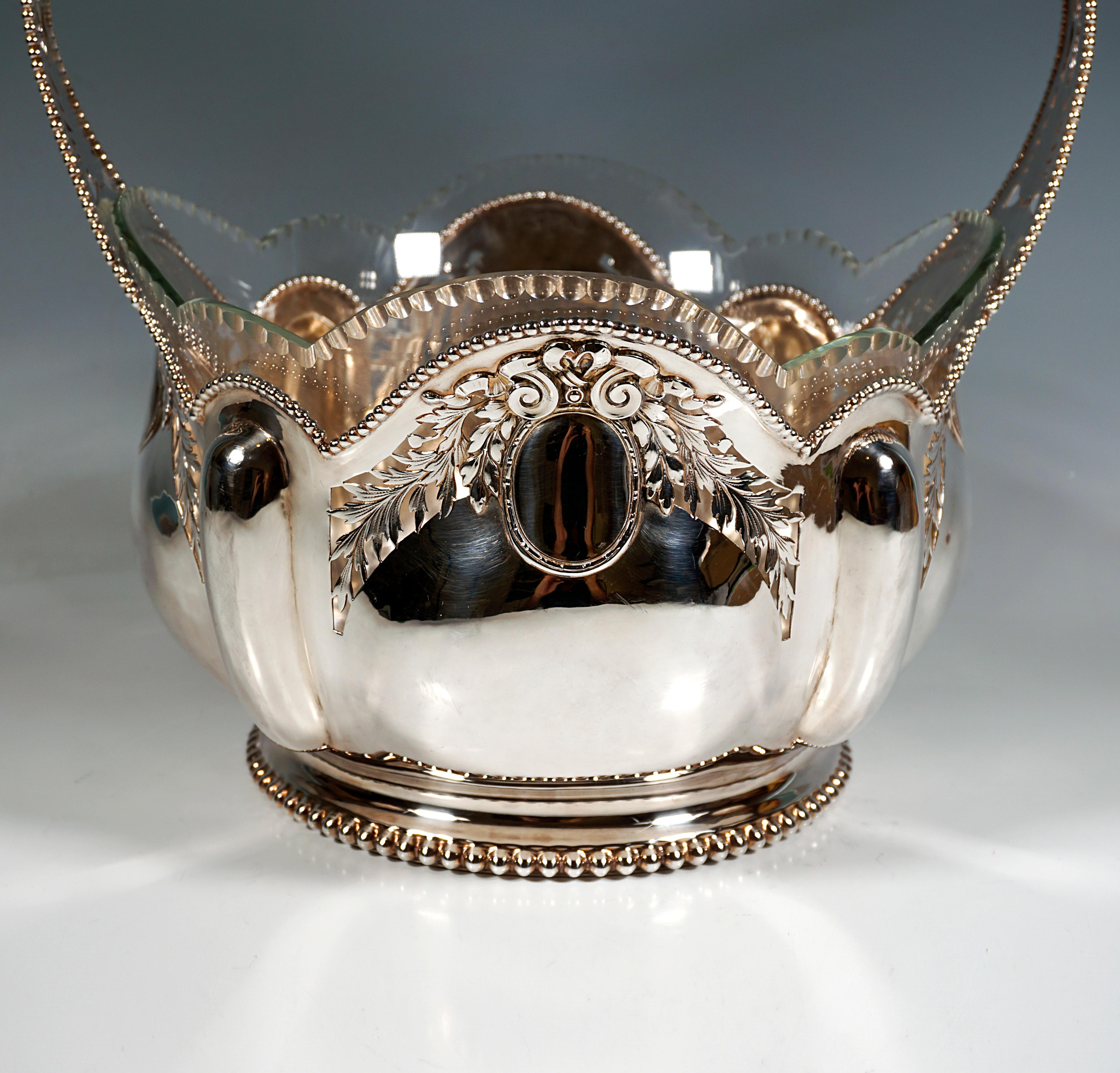 Early 20th Century Art Nouveau Silver Jardinière, Basket with Handle, Germany, Around 1900 For Sale