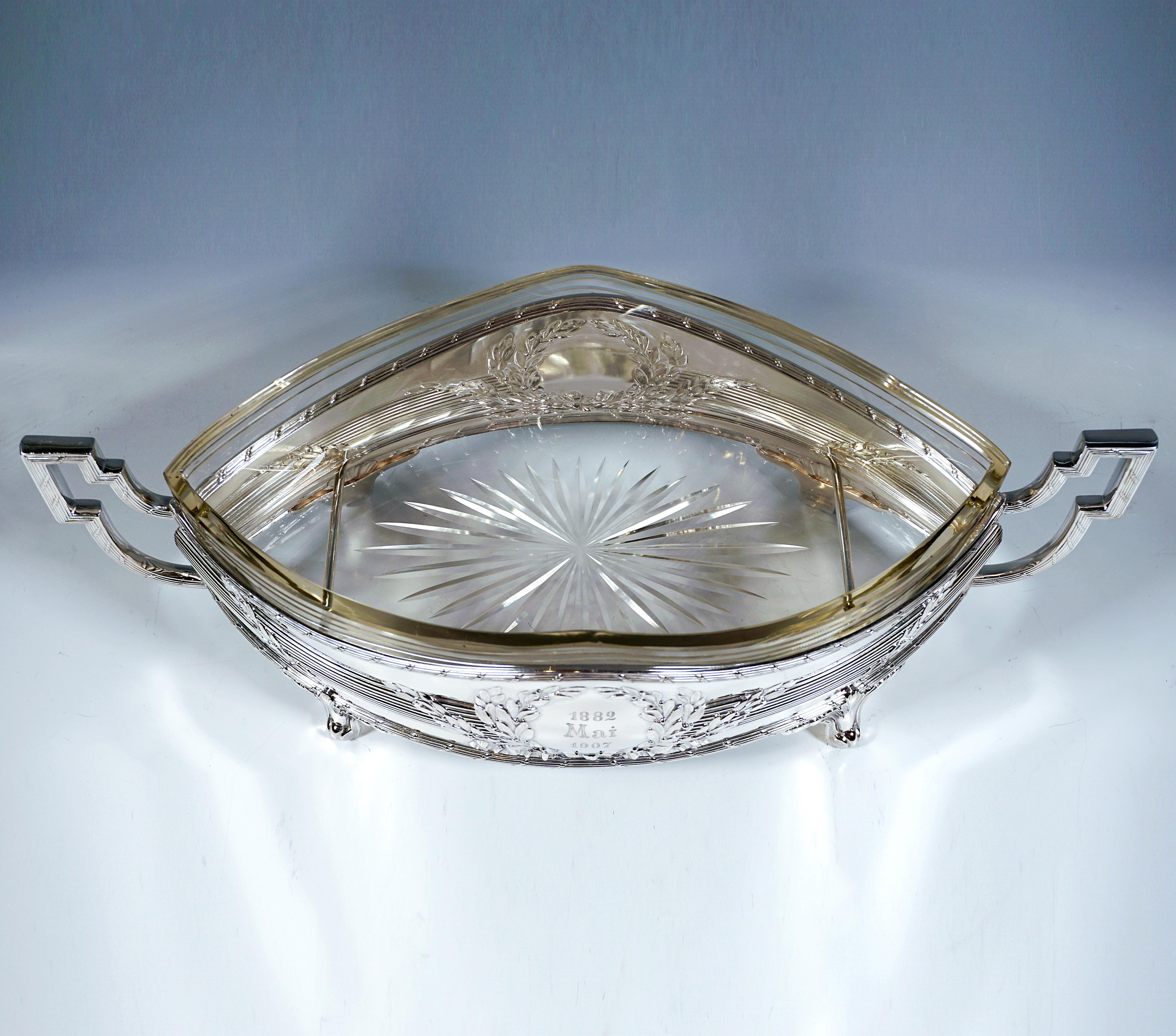 Jardinera de plata Art Nouveau en forma de navette, Hermann Schrader Alemania, ca 1907 en Bueno estado para la venta en Vienna, AT