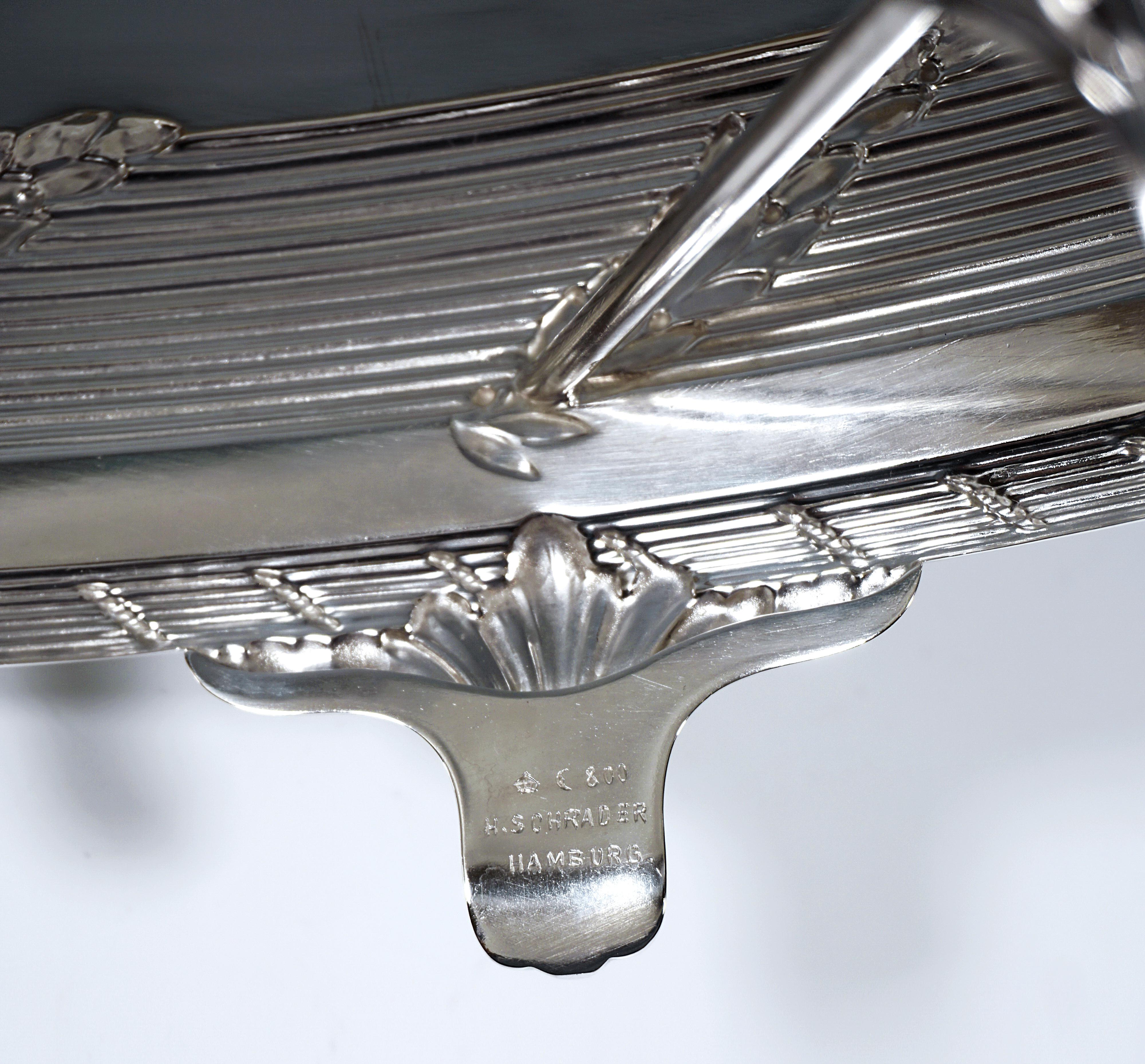 Jardinera de plata Art Nouveau en forma de navette, Hermann Schrader Alemania, ca 1907 en venta 1