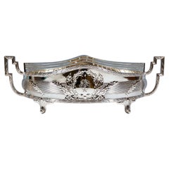 Art Nouveau Silver Jardinière In Navette Form, Hermann Schrader Germany, Ca 1907