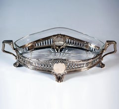Art Nouveau Silver Jardinière In Navette Form, Koch & Bergfeld Germany, Ca 1900