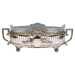 Vintage Art Nouveau Silver Jardinière In Navette Form, Koch & Bergfeld Germany, Ca 1900