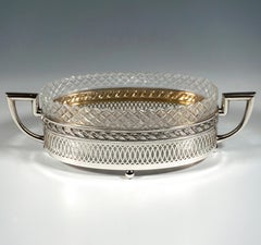 Art Nouveau Silver Jardinière With Cut Glass Insert, Alexander Sturm, Vienna