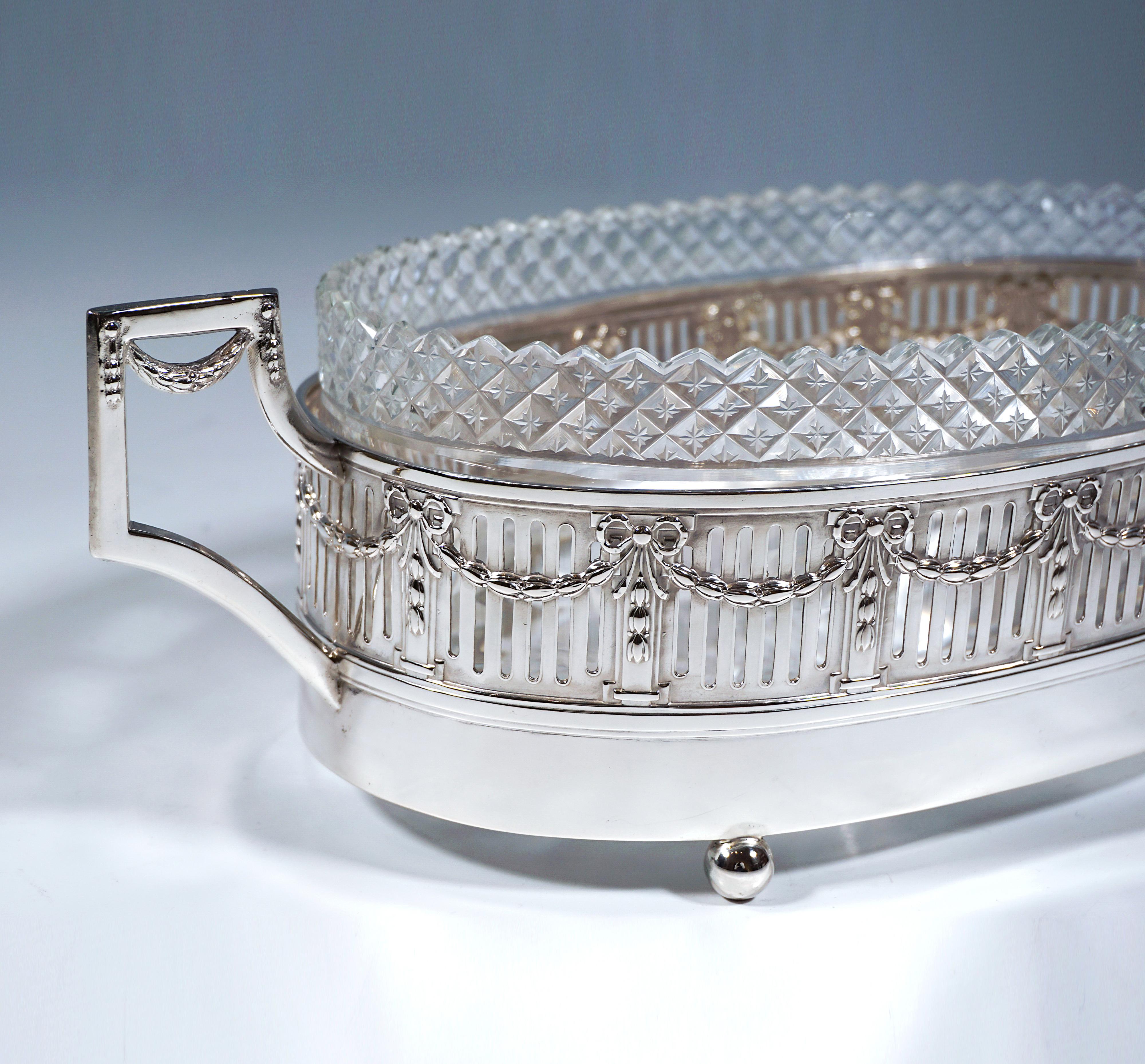Jardinera Art Nouveau de plata con cristal tallado, Lippa & Co, Viena ca 1900 Austríaco en venta