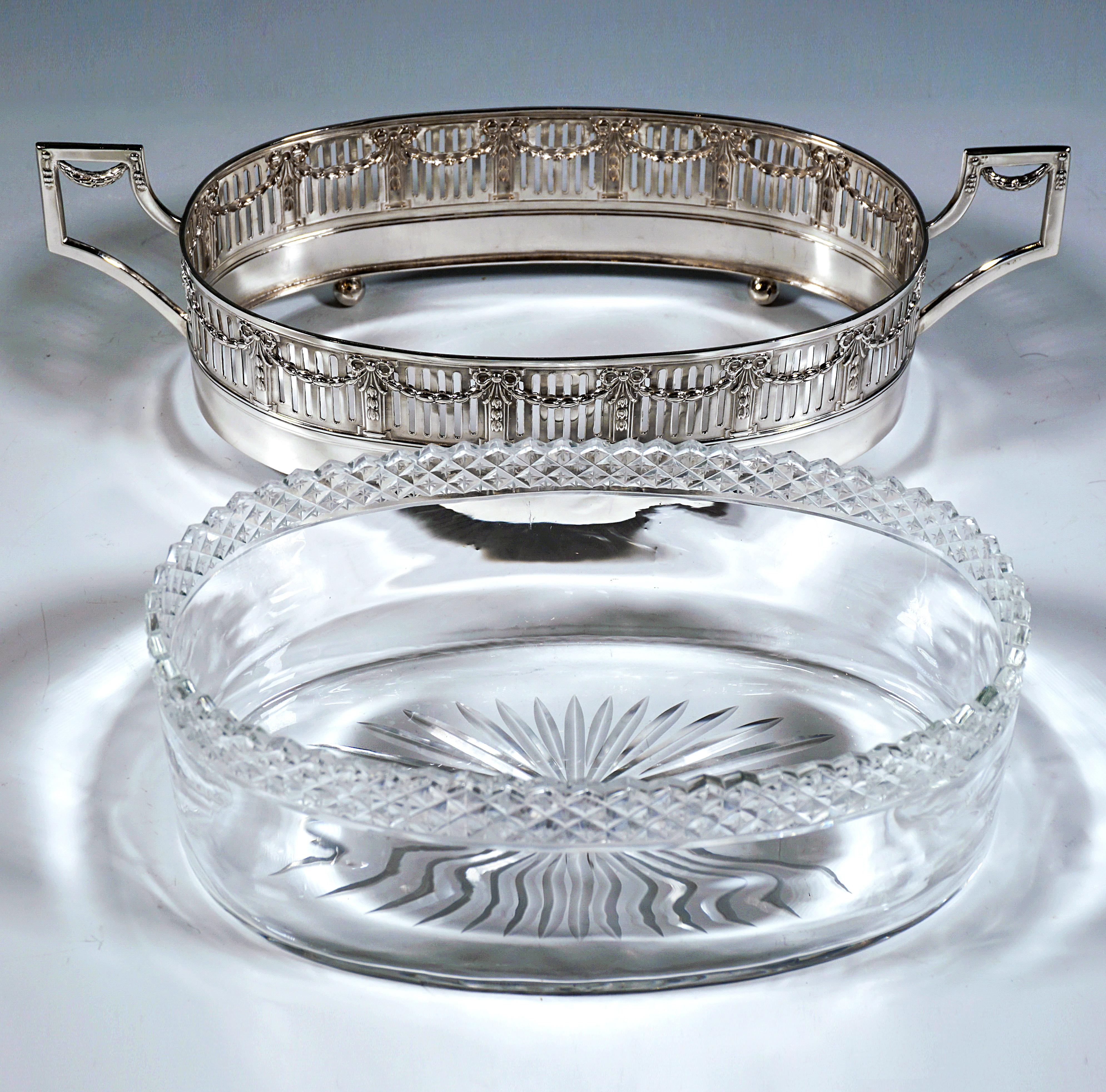 Jardinera Art Nouveau de plata con cristal tallado, Lippa & Co, Viena ca 1900 Facetado en venta