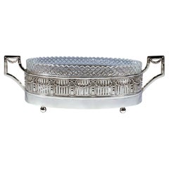Art Nouveau Silver Jardinière With Cut Glass Insert, Lippa & Co, Vienna ca 1900