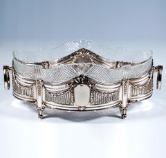 Art Nouveau Silver Jardiniere With Cut Glass Liner, Wilhelm Binder Germany, 1900