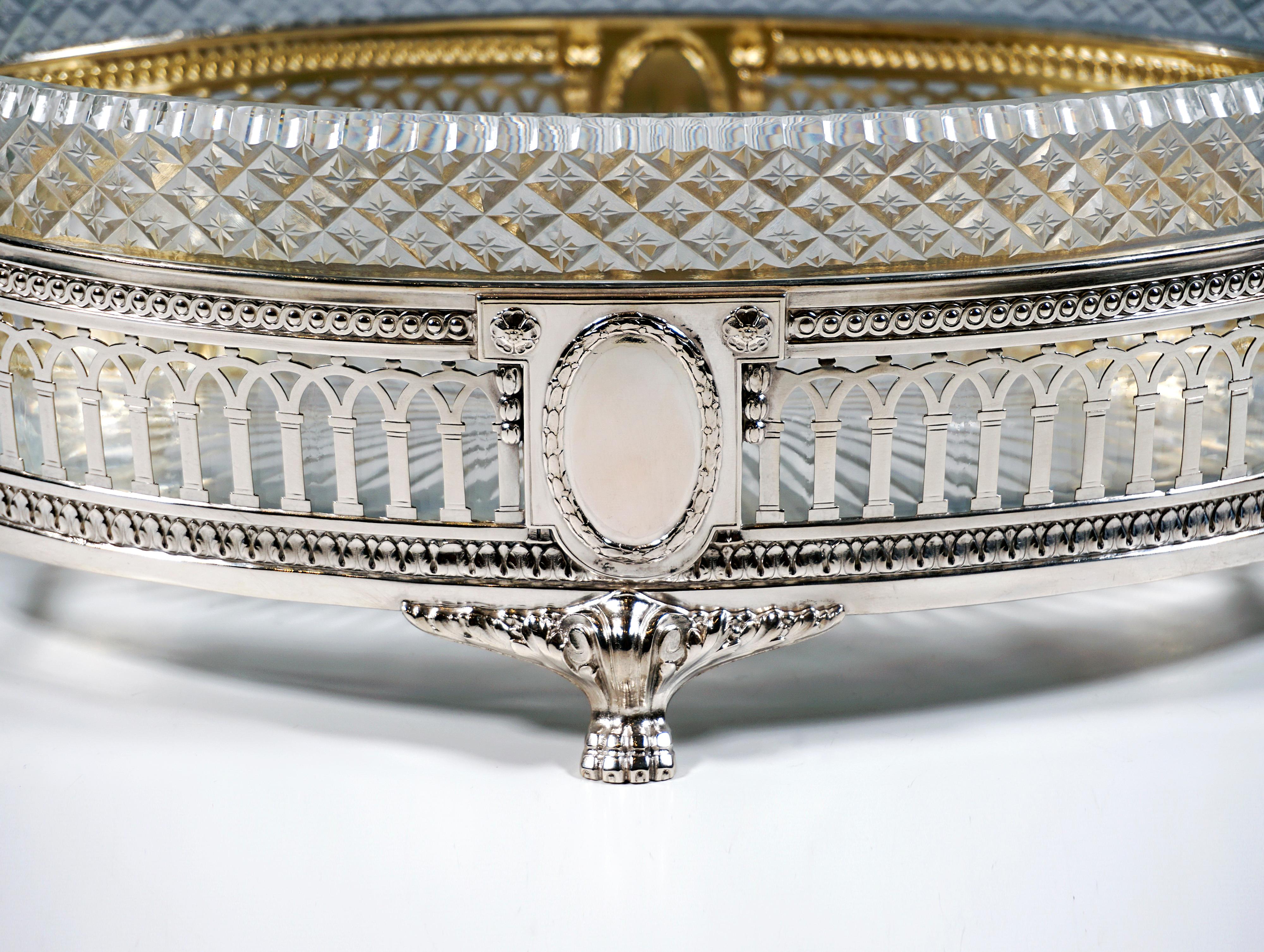 Jardinera Art Nouveau de plata con forro de cristal tallado, Wilhelm Binder Alemania c1900 Alemán en venta