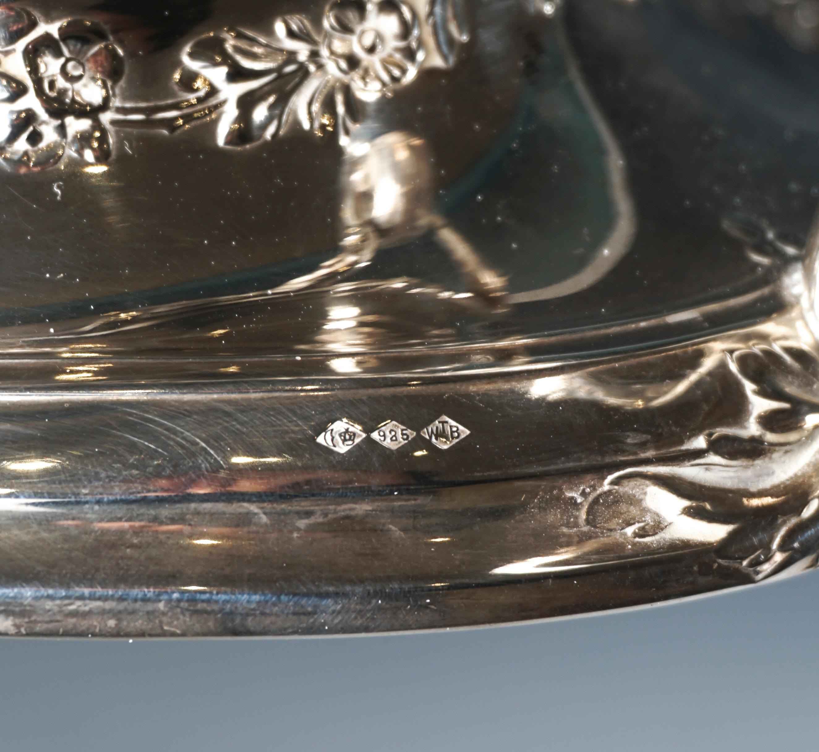 Jugendstil-Jardiniere aus Silber mit geschliffenem Glaseinsatz, Wilhelm Binder, Deutschland im Angebot 1