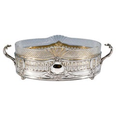 Used Art Nouveau Silver Jardinière With Cut Glass Liner, Wolfers Frères, Brussels