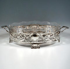 Jugendstil-Jardiniere aus Silber mit Glaseinsatz, Bruckmann & Söhne, Deutschland, 1900
