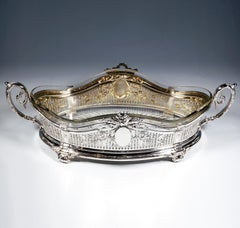 Jardinière d'argento Art Nouveau con vetro originale, Bruckmann & Sons, Germania