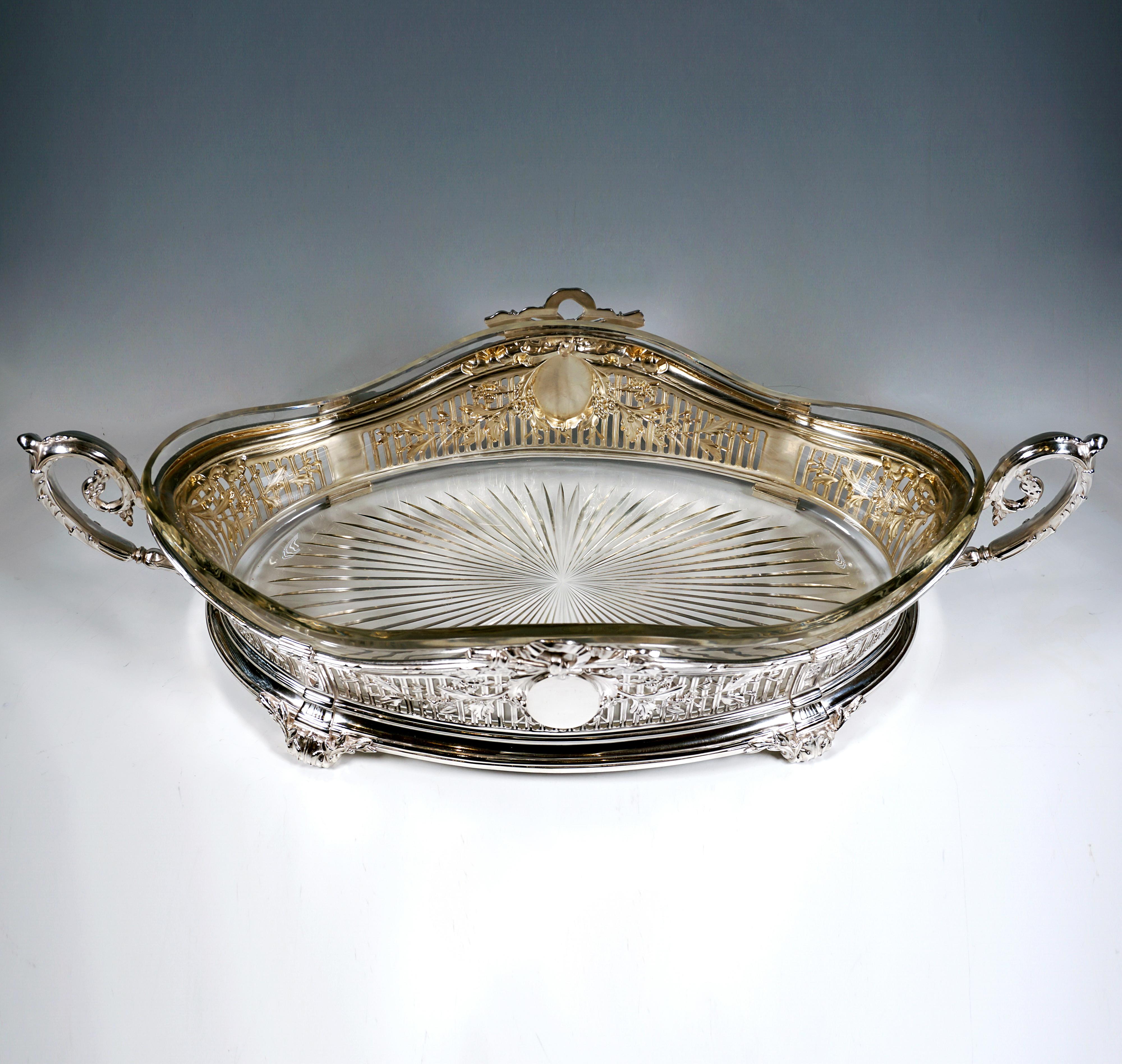 Jugendstil-Silber-Jardiniere mit Originalglas, Bruckmann & Söhne, Deutschland (Art nouveau) im Angebot