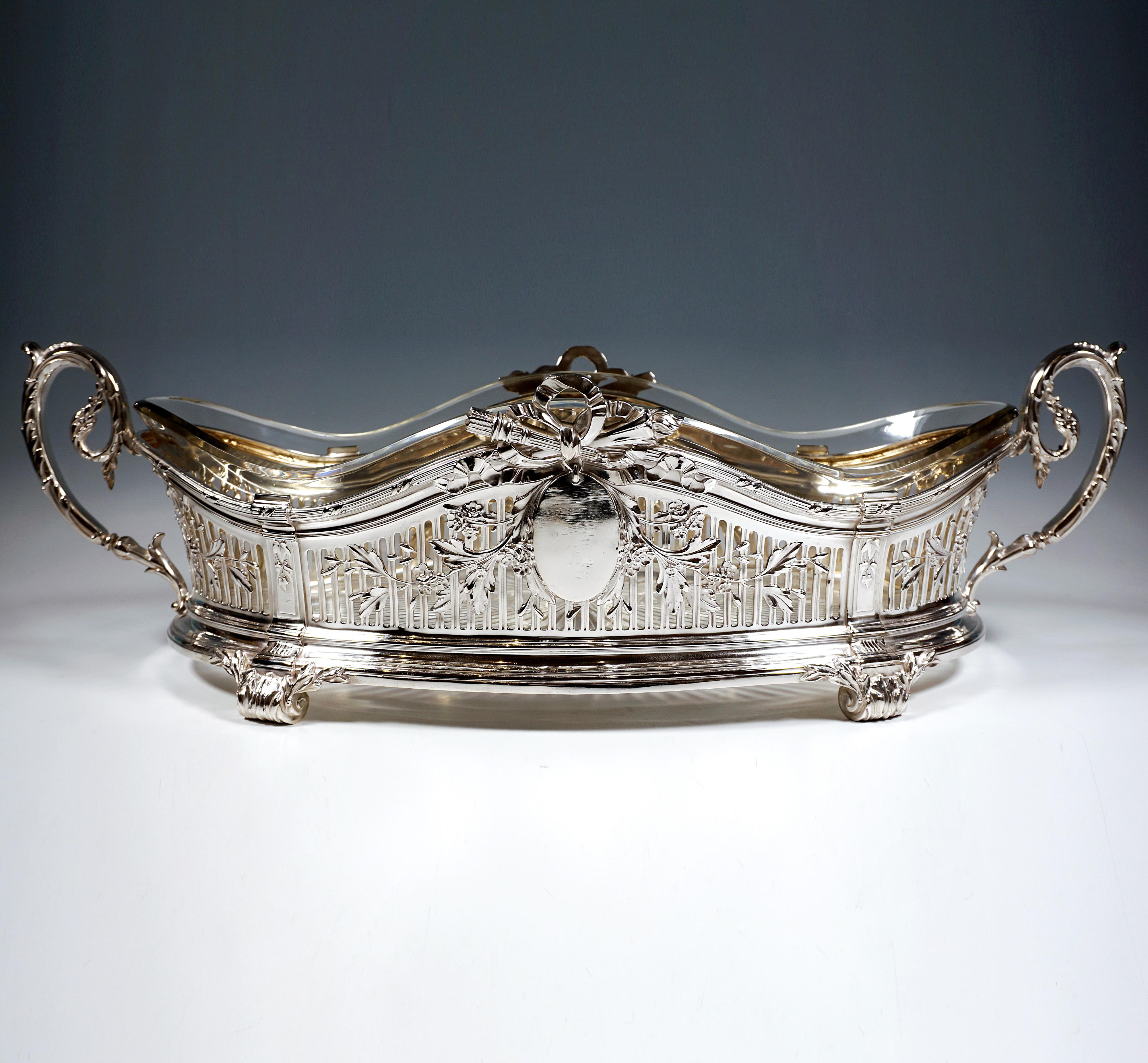 Jugendstil-Silber-Jardiniere mit Originalglas, Bruckmann & Söhne, Deutschland (Handgefertigt) im Angebot