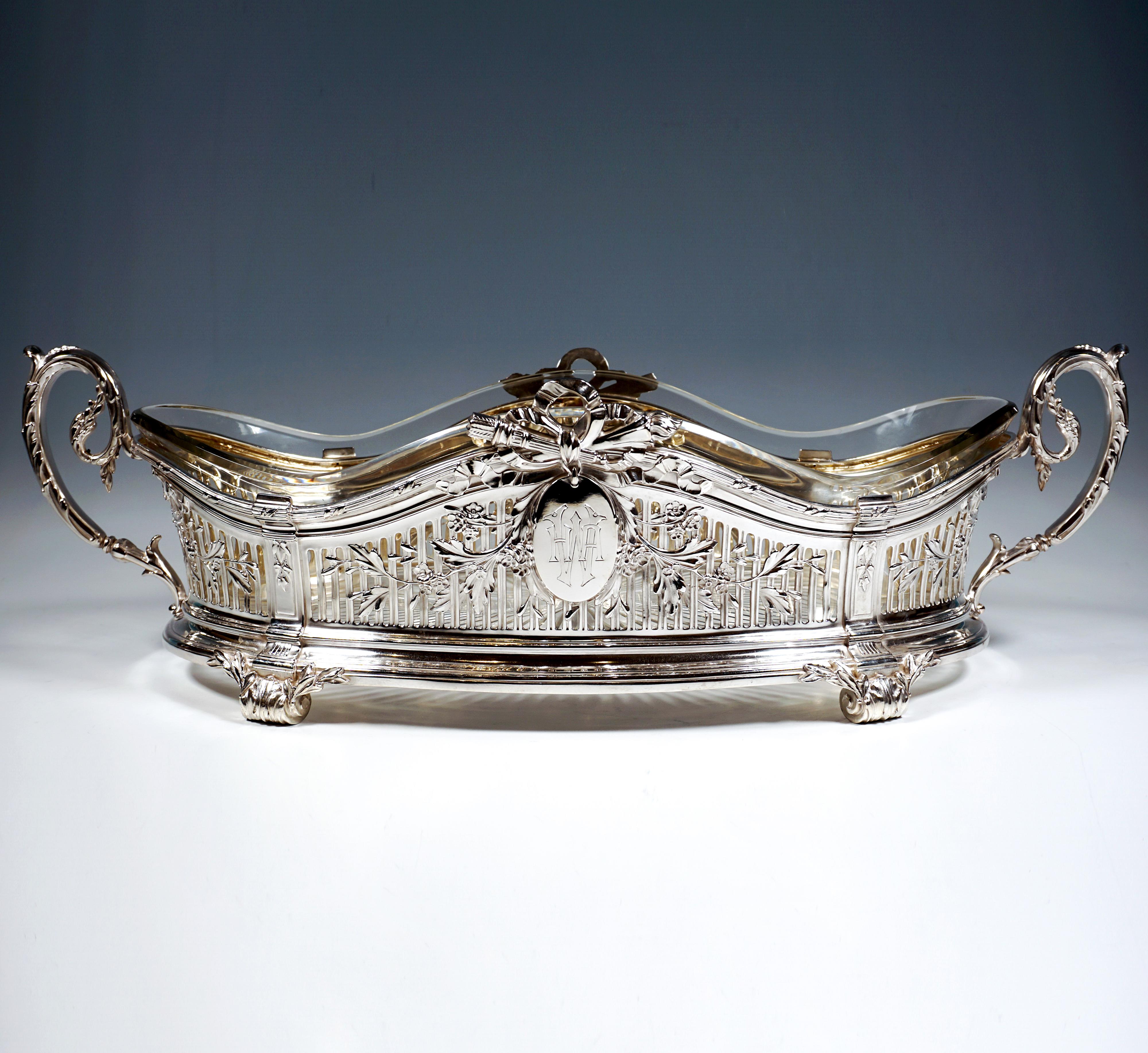 Jugendstil-Silber-Jardiniere mit Originalglas, Bruckmann & Söhne, Deutschland im Zustand „Gut“ im Angebot in Vienna, AT