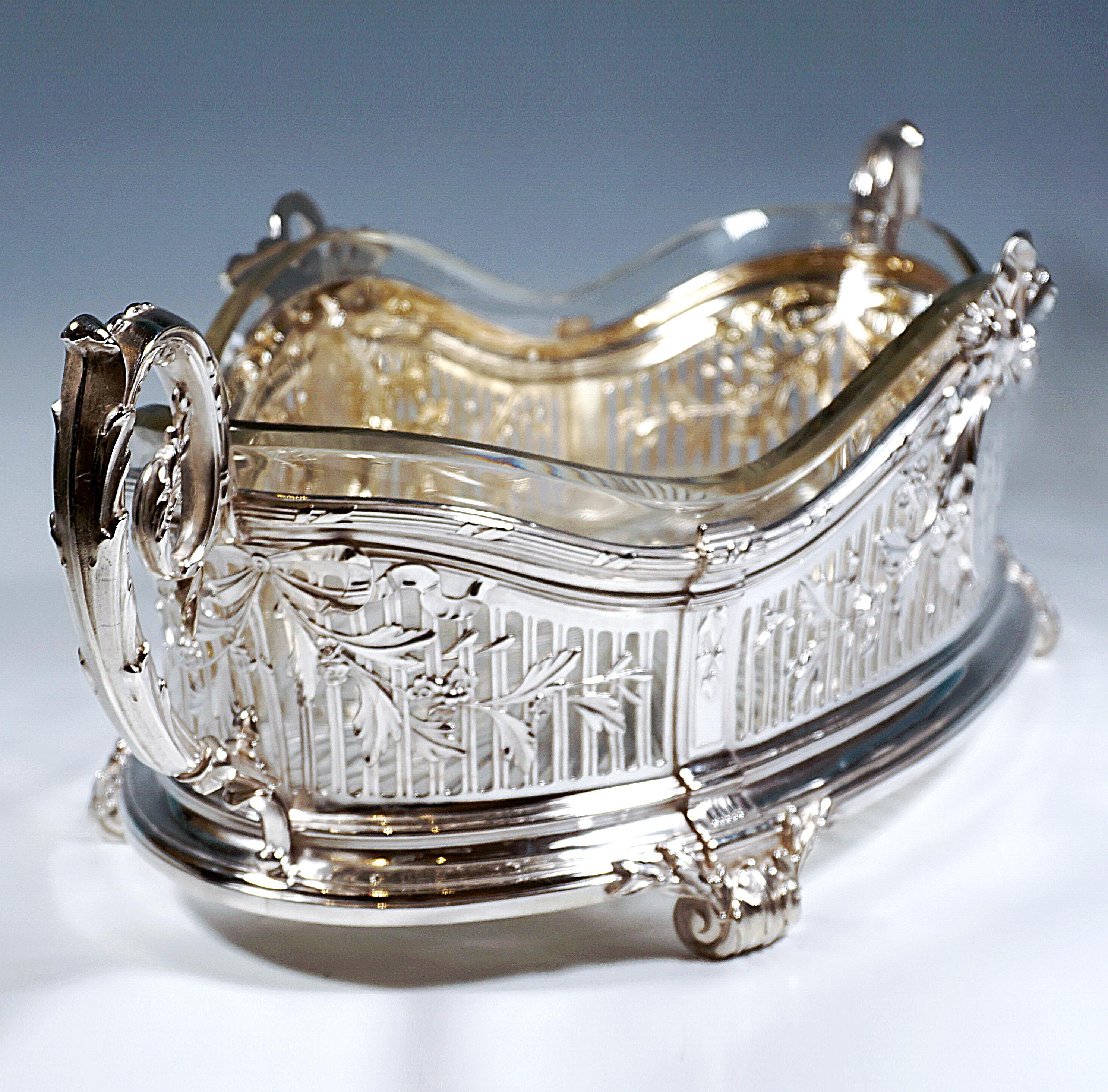 Jugendstil-Silber-Jardiniere mit Originalglas, Bruckmann & Söhne, Deutschland (Frühes 20. Jahrhundert) im Angebot