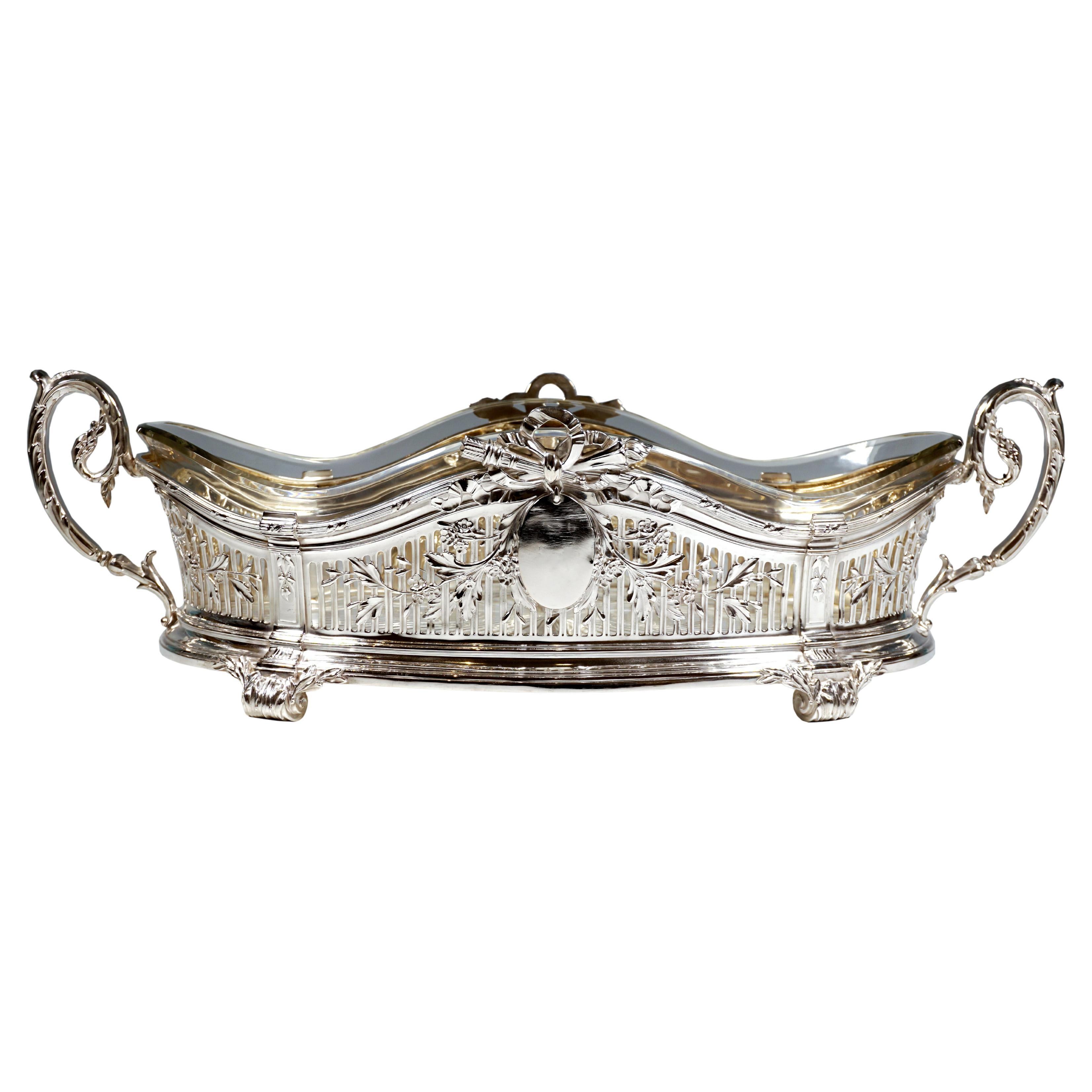 Jardinière en argent Art Nouveau avec verre d'origine, Bruckmann & Sons, Allemagne
