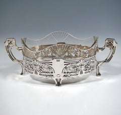 Art Nouveau Silver Jardinière With Original Glass Insert, Germany, Circa 1900