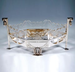 Art Nouveau Silver Jardinière With Original Glass Liner, H. Meyen & Co, Germany