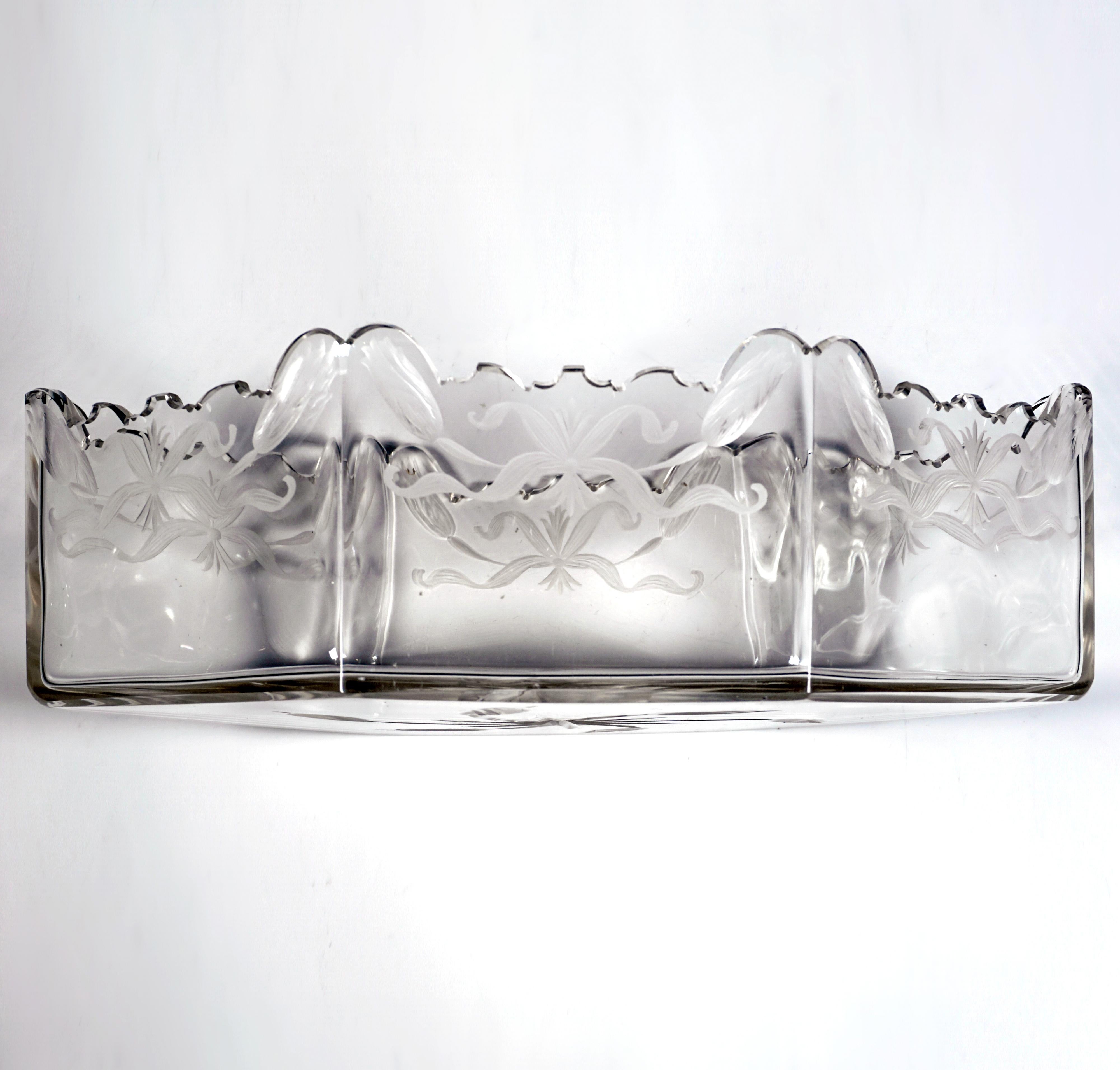 Jardinera Art Nouveau de plata con forro de cristal original, H. Meyen & Co, Alemania principios del siglo XX en venta