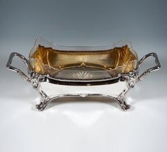 Jugendstil-Silber-Jardiniere mit Original-Glaseinlage, Otto Wolter, Deutschland