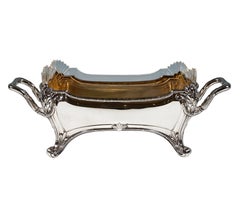 Antique Art Nouveau Silver Jardinière With Original Glass Liner, Otto Wolter, Germany