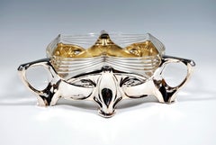 Art Nouveau Silver Jardiniere With Original Glass Liner, Wilhelm Binder, Germany