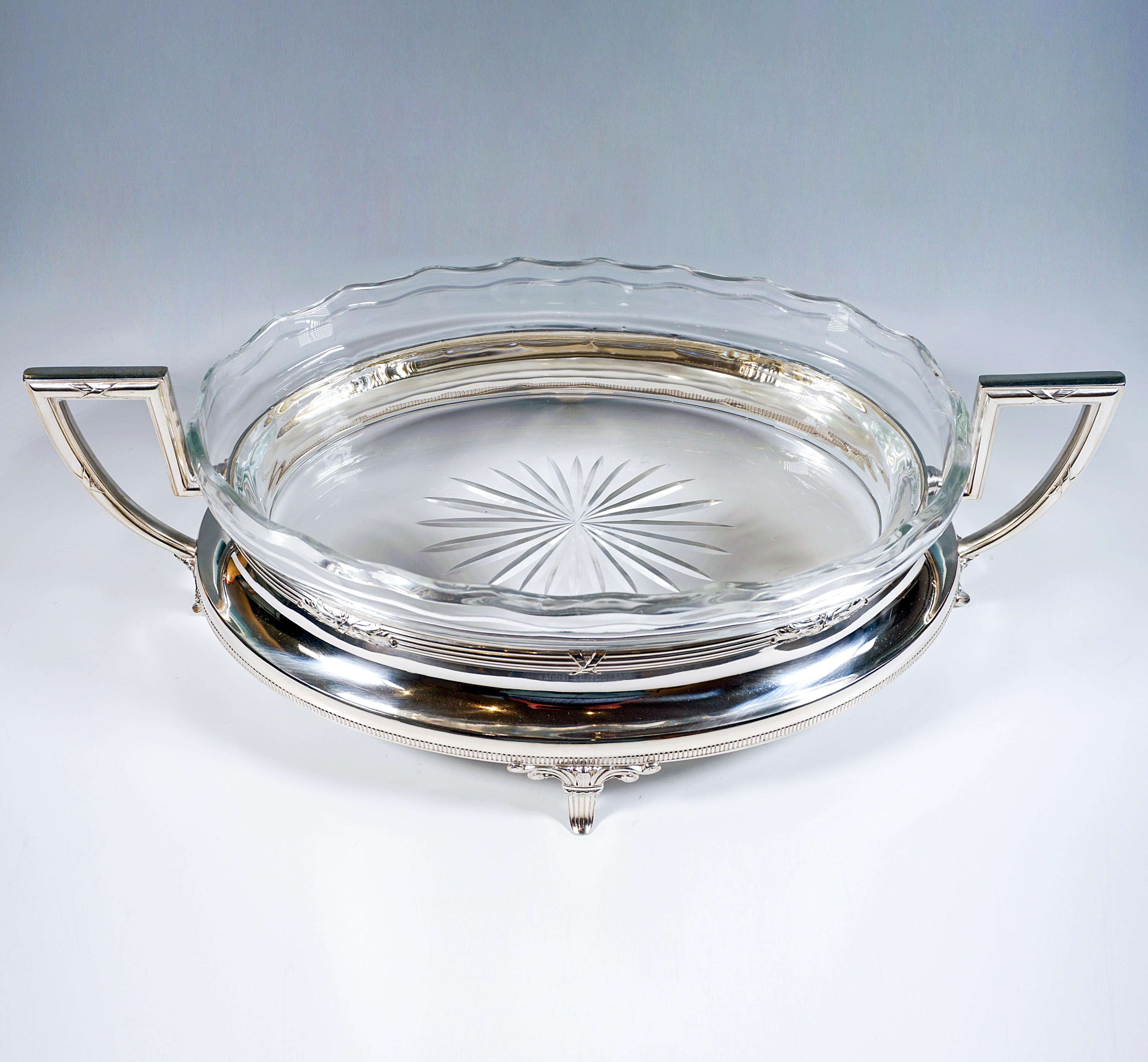 Faceted Art Nouveau Silver Jardinière With Waved Glass Liner Wilhelm Binder Germany 1900 For Sale