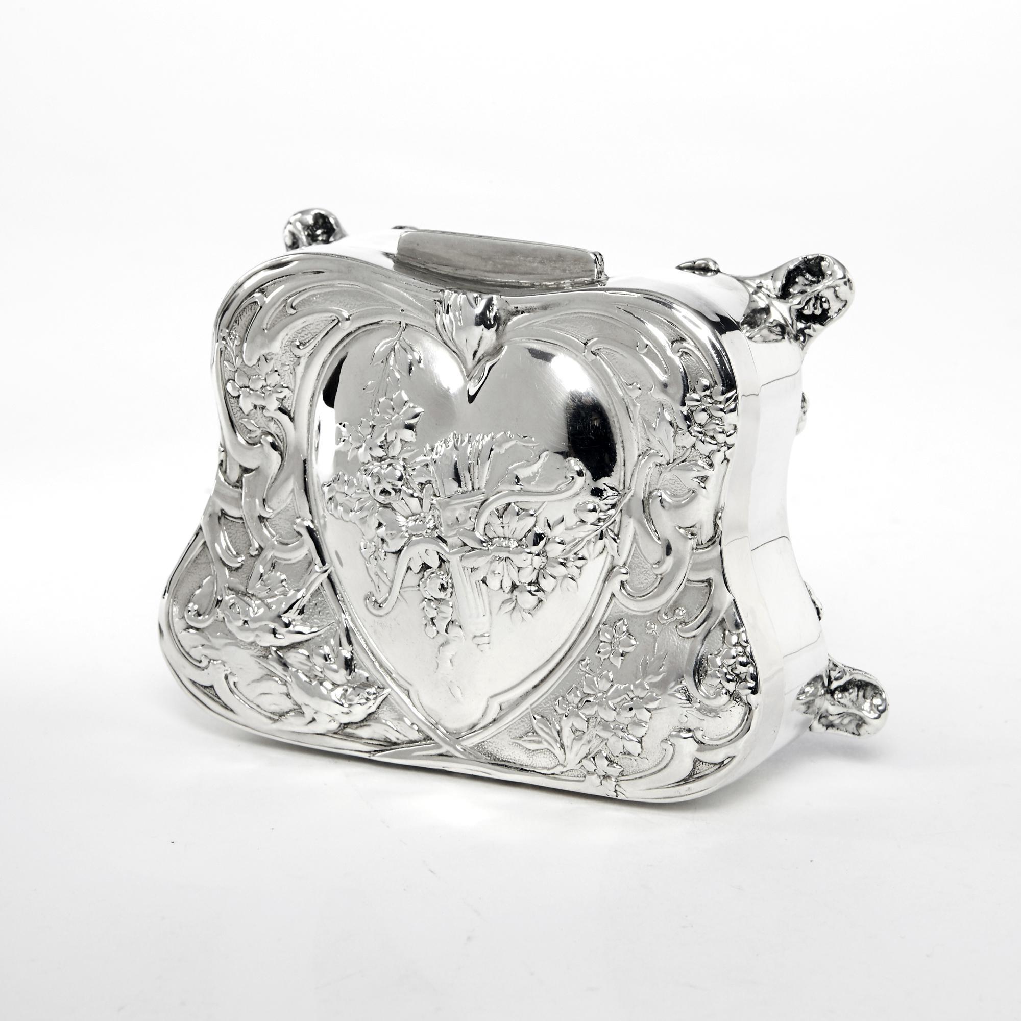 Early 20th Century Art Nouveau Silver Jewelry Box