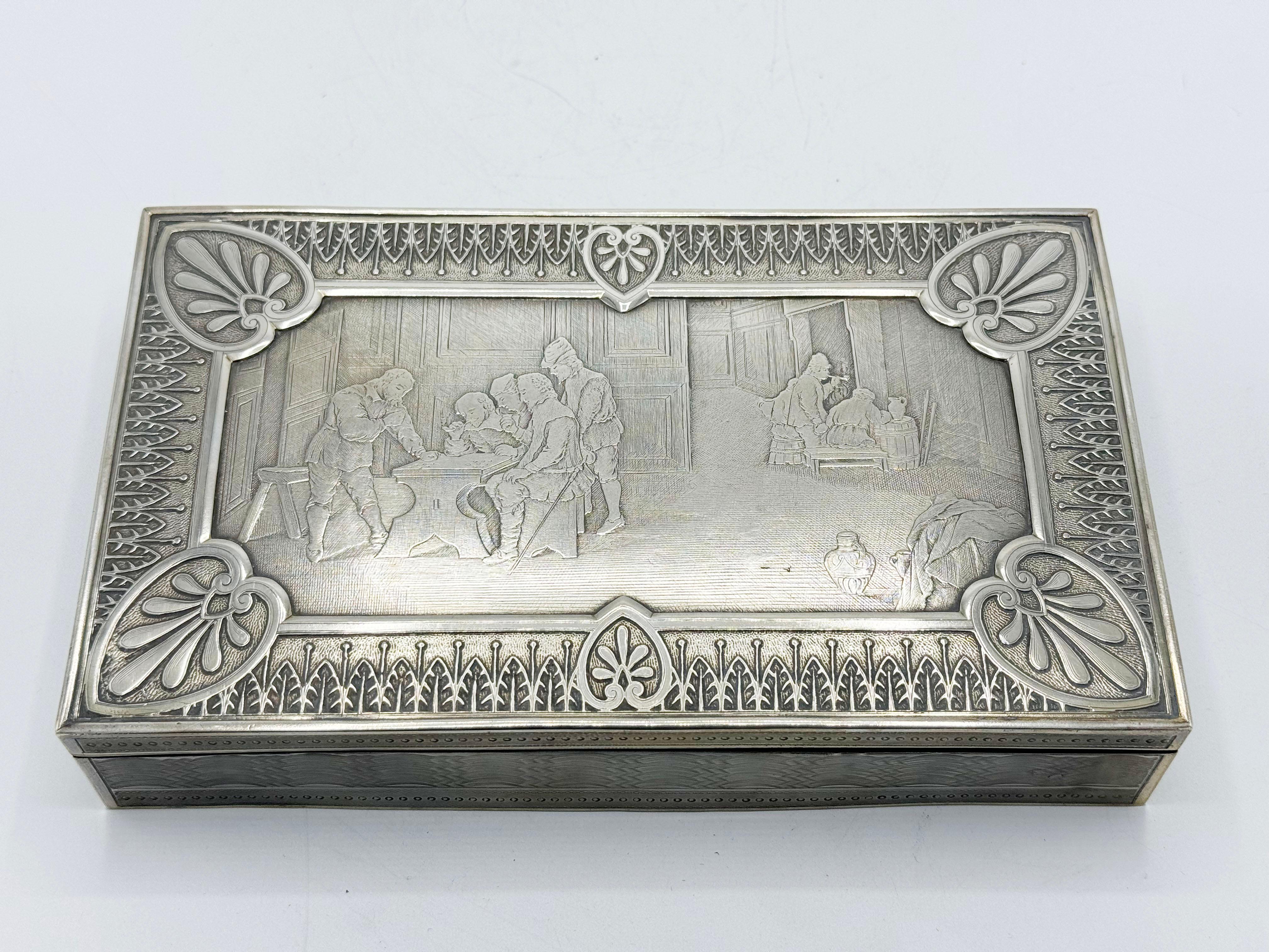 Joyero Art Nouveau de metal plateado en venta 3