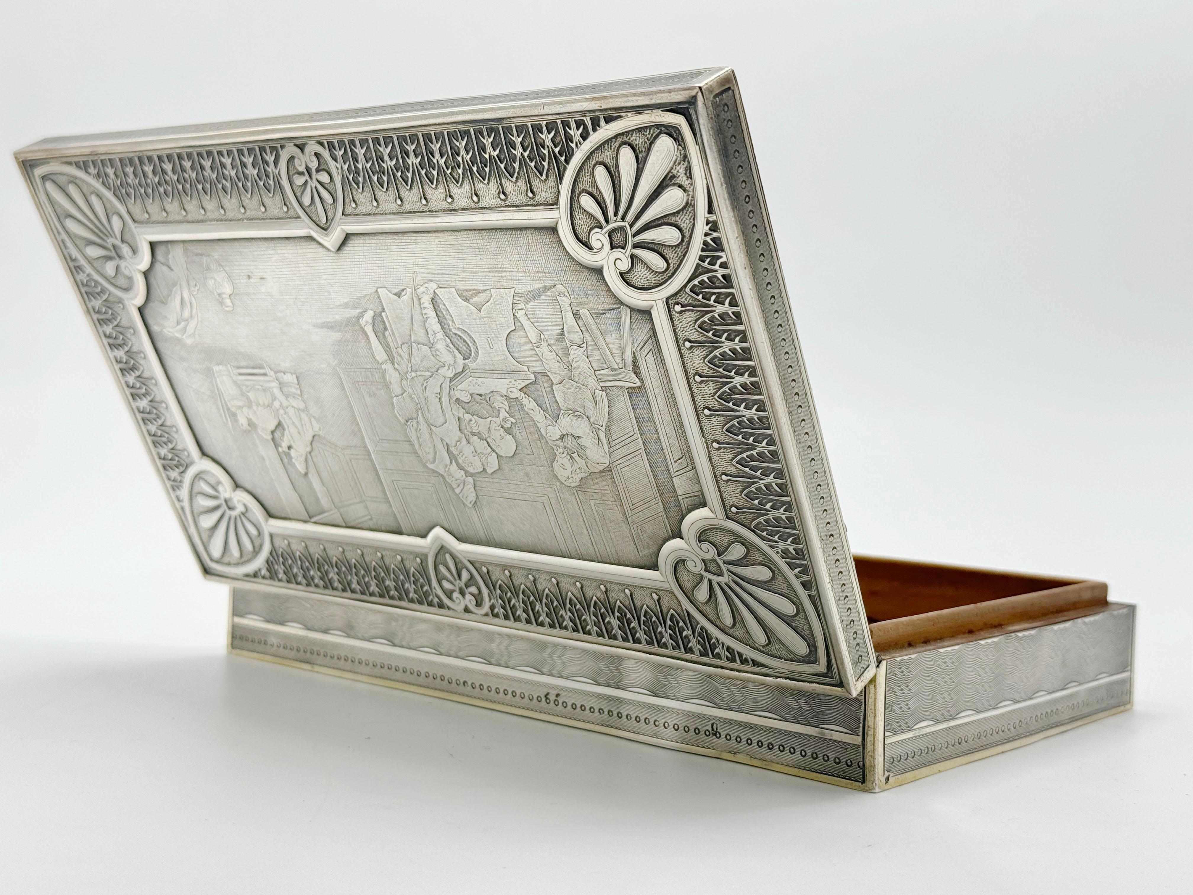 Joyero Art Nouveau de metal plateado siglo XX en venta